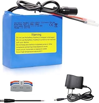 12V 1500mAh Rechargeable Li-ion Battery, Bare Leads Wire Replacement Battery Pack with 12V Charger for 12V Devices RC Car, Boat, Robot, DIY, LED Light Strip, CCTV Camera