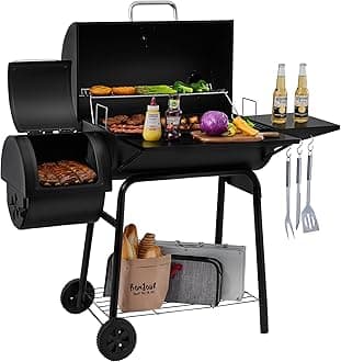 Royal Gourmet 30" BBQ Charcoal Grill and Offset Smoker | 800 Square Inch cooking surface, Outdoor for Camping | Black, CC1830S model