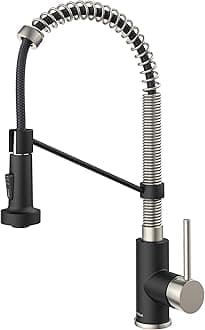 KPF-1610SSMB Stainless Steel/Matte Black Bolden Single Handle 18-Inch Commercial Kitchen Faucet with Dual Function Pull-Down Sprayhead Finish, 18 Inch