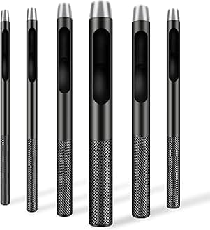 6PCS Leather Hole Punch Set (1.5mm-5mm) | Industrial Grade Stainless Steel Belt Hole Puncher for Leather Craft, Watch Bands, Gasket Belts | Hand-Polished Sharp Blades & Durable Design