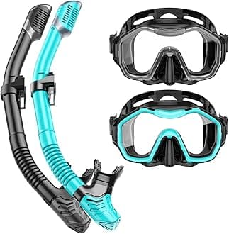 - Snorkeling Gear for Adults Kids, Dry-Top Snorkel Set, 180°Panoramic Wide View Diving Mask Breathing Freely Snorkel Mask for Snorkeling Scuba Diving Swimming Travel