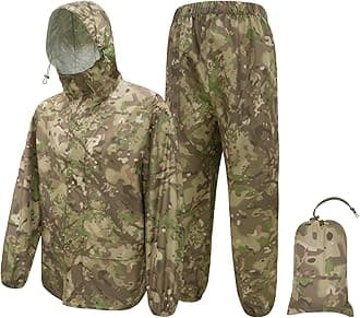 LOOGU Men's Rain Suit - Rain Gear for Men Waterproof, Lightweight Rain Coat, Breathable Mens Rain Jackets Hood and Pants