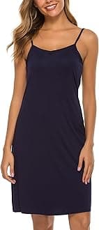 Vlazom Women Full Slips Sexy Soft Slip Dress for Under Dress Spaghetti Strap Cami Slip Chemises V Neck Negligee S-3XL