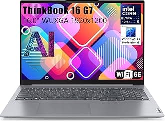 Lenovo Thinkbook 16 G7 Ultra 5 Premium Laptop Computer Intel 12-Core 16" FHD 64GB DDR5 RAM, 4TB PCIe SSD Thunderbolt 4 WiFi 6E RJ45 Win 11 Pro NPU AI Experience Copilot Business Laptop Vent-HEA