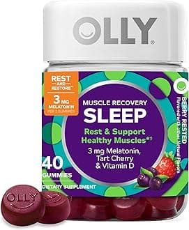 Muscle Recovery Sleep Gummies, Sleep and Sore Muscle Support, 3mg Melatonin, Tart Cherry, Vitamin D, Berry Flavor - 40 Count