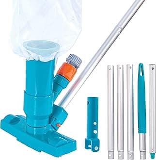 U.S. Pool Supply Portable Deluxe Jet Pool Vacuum Underwater Cleaner with 5 Section Pole, 3 Scrub Brushes, Leaf Bag, Telescopic Pole Attachment - Above Ground Pools, Spas, Ponds - Attach to Garden Hose