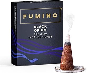 Fumino® Black Noir Fresh Incense Cones 20 per Box Masala Agarbatti Joss Scent Fragrance for Relaxation and Meditation, Home and House Decor