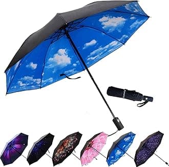 LLanxiry Compact Travel Umbrella,Windproof Waterproof Stick Umbrella Anti-UV Protection Golf Umbrellas