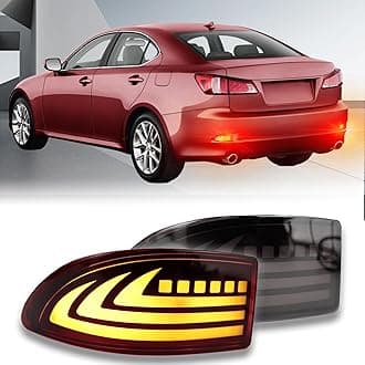 Upgrade LED Rear Bumper Reflectors Light Fog Brake Tail Lamps Compatible with Lexus Gen2 2006-2012 IS IS250 IS300 IS350 IS200t is-F Replace OEM Stock Reflector Turn Signal Light (Smoked)