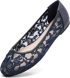 Greatonu Women Shoes Cut Out Slip On Synthetic Lace Ballet Flats
