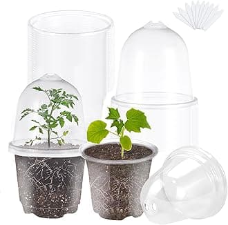 JOPY 30 Pack 4 Inch Plastic Nursery Pots with Humidity Dome for Plants Clear Seed Starter Pots Seedlings Planting Pots for Garden Indoor and Outdoor Small Planter Containers with Drainage Holes