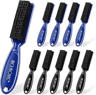 NICEMOVIC 10 Pcs Barber Clipper Cleaning Brush, Barber Accessories Supplies, Blade Trimmer Cleaning Mini Brush Bulk Set Duster Manicure Nylon Brush Hair Styling Tool (Black&Blue)