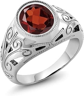 Gem Stone King Oval Gemstone Birthstone Ring for Men | 925 Sterling Silver | Oval 12X10MM | Available in Size 7, 8, 9, 10, 11, 12, 13