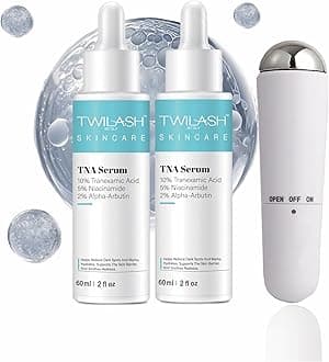 TNA Serum 2-Pack (60ml Each) – 10% Tranexamic Acid, 5% Niacinamide & 2% Alpha-Arbutin – Spot-Correcting Hydrating Serum with Facial Massager – Non-Greasy Daily Formula for All Skin Types – 120ml Total