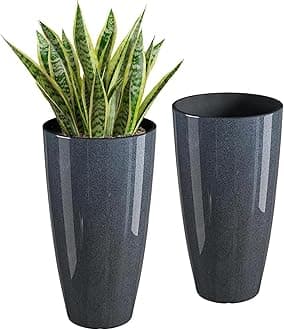 QCQHDU 21 inch Tall Planters for Outdoor & Indoor Plants, 2 Pack Sturdy Plant-Flower-Tree Pots for Front Porch Patio Deck Living Room Decor