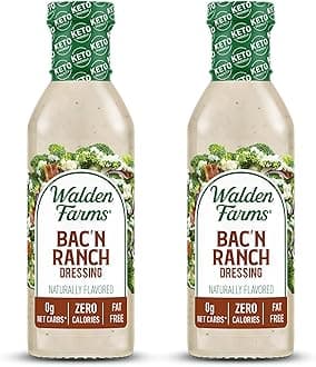 Bac’n Ranch Dressing – Low Carb, Calorie-Free, Gluten-Free, Keto-Friendly, Sugar-Free, Fat-Free, Dairy-Free Smoky Bacon Ranch Flavor – 2-Pack, 12 oz Bottles