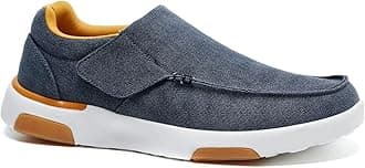 OrthoComfoot Men's Orthopedic Hook and Loop Shose with Arch Support, Comfortable Cushioned Slip On Loafers for Plantar Fasciitis, Casual Orthotic Walking Shoes for Foot and Heel Pain