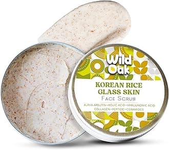 WildOak Korean Rice Scrub for Face & Body | Glass Skin | 4x Power of Shea Butter, Calendula, Ashwagandha & Licorice | Skin Tone & Removes Dead Skin Cells | Hydrating & Moisturizing Face Scrub | 3.52oz