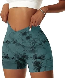 Vertvie Women's Workout Gym Shorts Booty V Cross Spandex Yoga Biker Shorts Scrunch Butt High Waisted Athletic Leggings