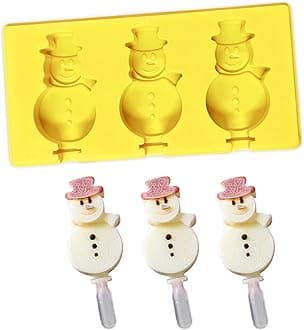 MoldBerry Silicone Popsicle Maker Mold | Snowman Cakesicle Mould | Home Made Mould for Ice Cream, Chocolate, Ice Candy, Lolipop Mould - Pack of 1 (Multicolor)
