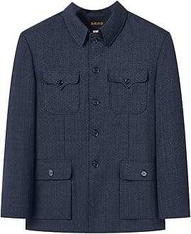 HBODHBGS Elderly Men's Zhongshan Suit Set, Dad's Spring and Autumn Suit, Chinese-Style Tang Suit for Grandfathers