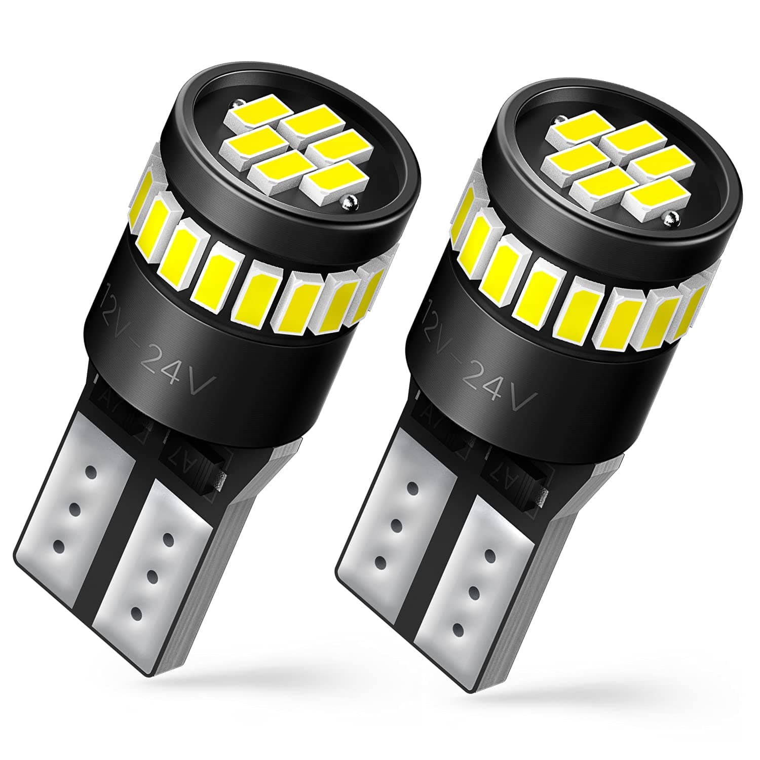 AUXITO 194 LED Bulbs for License Plate Light 168 175 2825 W5W T10 24-SMD 3014 Chipsets 6000K White for Car Dome Door Map Dash Courtesy Cargo License Plate Lights, Pack of 2