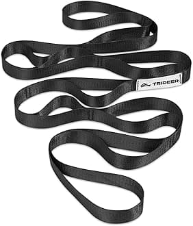 Trideer Stretch Strap Yoga Strap for Physical Therapy, Home Workout, Exercise, Pilates, Gymnastics, 10 Loops, Non Elastic Stretch Band with Aesthetic Package for Men and Women (Black)