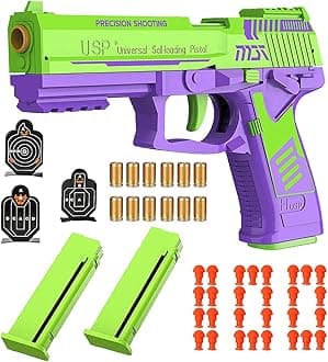 - Dreamplay Shell Ejecting Toy Gun, Automatic Pull Back Action Shooting Games Education Model Toy for Kids Gifts