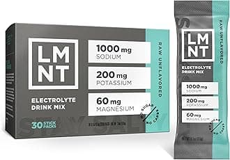 Drink LMNT Keto Electrolyte Powder Packs | Paleo Hydration Powder | Sugar-free, Artificial Free | Raw Flavourless | 30 Sticks Pack