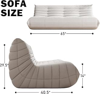 Big Bean Bag Chairs for Adults, 3 Seater Large Bean Bag Chair Sofa, Fireside Chair Lazy Sofa Chair with High Density Comfortable Foam, Modern Bean Bag for Living Room, Bedroom, Office (Beige)