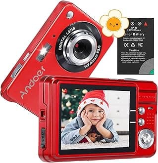 Andoer Digital Camera, 18M 720P HD Camera Digital Video Camcorder with 2 Batteries 8X Digital Zoom Anti-Shake 2.7 Inch LCD Camera for Adults / Seniors / Children / Teens