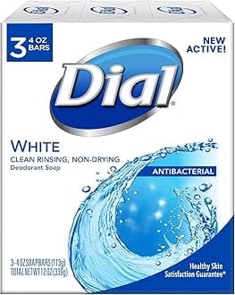Dial Antibacterial Deodorant Soap, White, 4 Ounce (Pack of 3) Bars