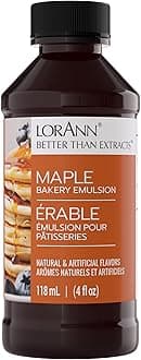 LorAnn Oils Maple Bakery Emulsion: True Essence, Ideal for Boosting Fruit Tones in Cakes, Cookies & Desserts, Gluten-Free, Keto-Friendly, Extract Substitute Essential for Your Kitchen, 4 Oz