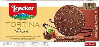 Loacker Tortina Biscuits, Dark Chocolate Hazelnut Flavour, Box of Chocolate Biscuits, Classic Italian Biscuits, All Natural Ingredients, 125g