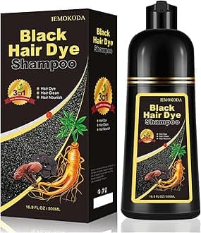 Instant Black Hair Dye Shampoo 3- in-1, 100 Percent Gray Coverage, Magic in 15 Minutes for All Types, Natural Women & Men, Color Depositing Conditioner, Easy to Use