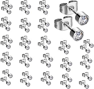 20 Pairs 4MM Ear Piercing Stud Earrings Surgical Steel Piercing Studs Earnings for Kinds of Ear Piercing Guns