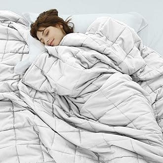 Weighted Blanket for Adults (White,48"x72",15lbs) Cooling Breathable Heavy Blanket with Premium Glass Beads All-Season Soft Thick Comfort