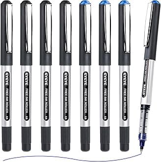 Rollerball Pens 0.5mm, 4 Black 4 Blue Extra Fine Point Pen Quick Dry, Liquid Ink Pens Fine Point Smooth Writing Pen for Journaling, Note Taking, Office, School Supplies