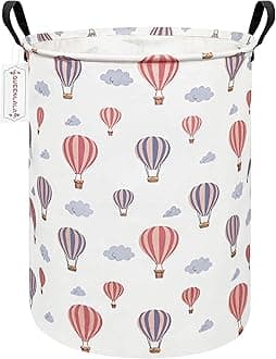 QUEENLALA Large Storage Basket,Laundry Hamper/Bathroom/Home Decor/Collapsible Round Storage Bin,Boys and Girls Hamper/Boxes/Clothing（Round-Color Balloon）