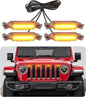 Grill Lights For Jeep Wrangler Jl Jlu Led Front Grille Rapto R Accessories (Yellow, 2018-2023)