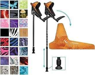 smartCRUTCH Ergonomic Custom Forearm Crutches for Adults, Multiple Colors, Adjustable Forearm Rotates 15-90 Degrees - Heights 4'4" to 6'4" - 265 lbs Non Weight Bearing