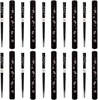 JapanBargain 3643, Portable Chopsticks with Case Reusable Chinese Korean Japanese Bamboo Travel Chop Sticks Utensil Dishwasher Safe Made in Japan, Sakura Pattern, Set of 10