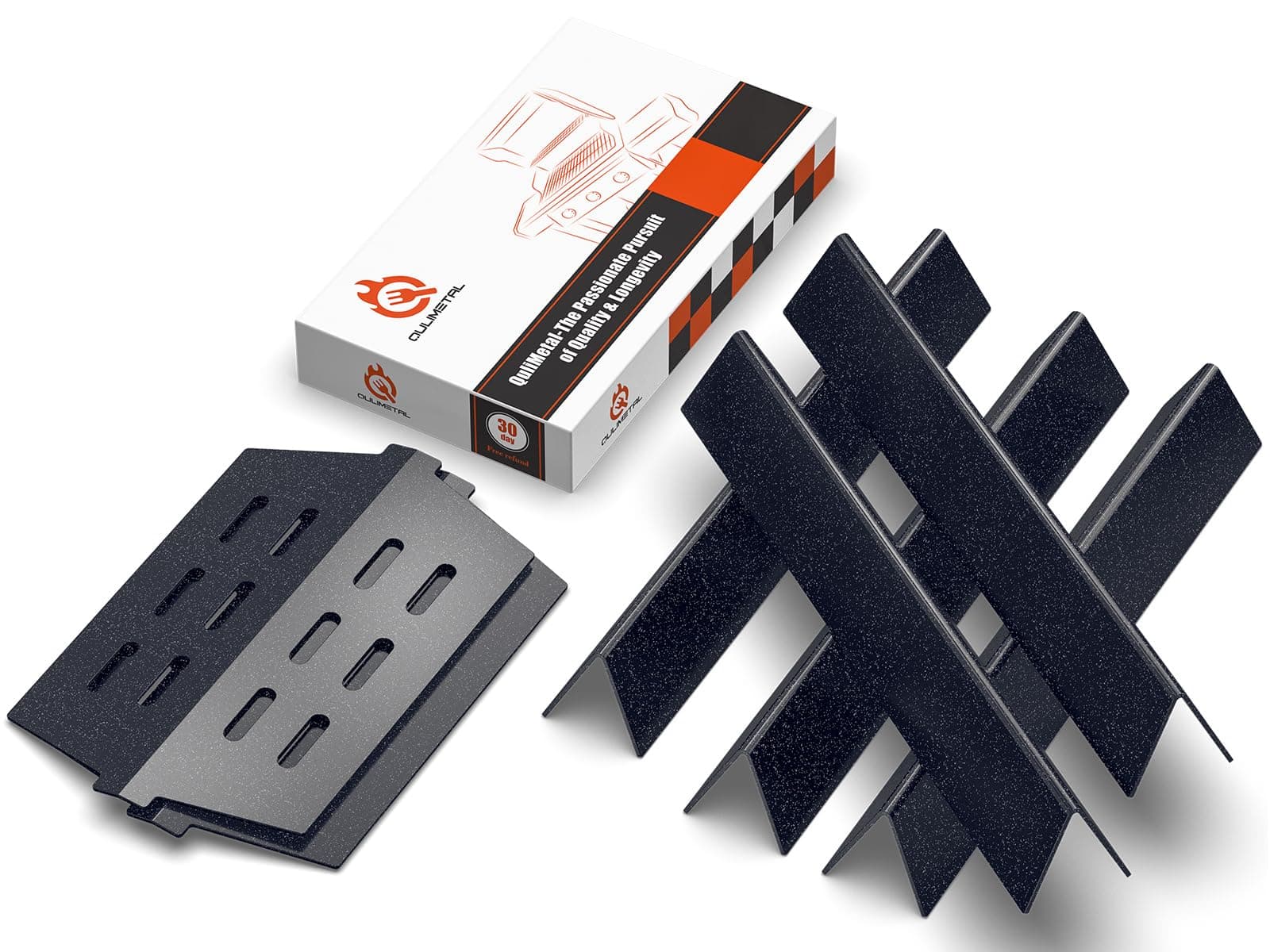 Genesis Grill Parts for Weber Genesis 300 Series Grills with Front Control Knob, Genesis E310 E320 E330 S310 S320 S330, 17.5" Flavorizer Bars and Heat Deflectors for Weber 7620 7621, Porcelain Steel