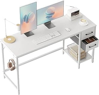 CubiCubiComputer Home Office Desk with 2 Drawers, 55 Inch Small White Desk Study Writing Table, Modern Simple PC Desk, White