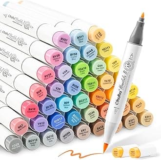 Markers Brush Tip: 48 Mid-tone Colors Alcohol Markers Daul Tip Alcohol Based Art Marker Set for Artist Adults Coloring Sketch Illustration - Brush & Fine- Honolulu B