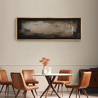 SIGNFORD Large Framed Canvas Print Wall Art Abstract Neutral in Black and Taupe Illustrations Modern Art Calm Warm for Living Room, Bedroom, Office - 60"x20"