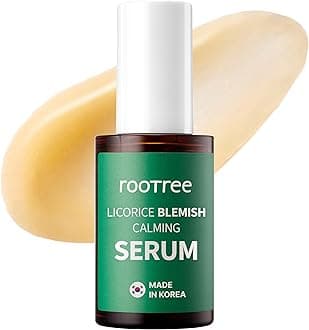 rootree Licorice Blemish Calming Serum 40ml - Korean Beauty Skin Brigtening, Impproving Skin Tone, Soothing Revitalizing, Vegan & Cruelty Free, Blemish & Pigmentation Treatment for Sensitive Skin