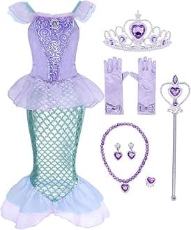 Little Mermaid Dress for Toddler Girls Sequin Princess Ariel Costume for Birthday Party Halloween Christmas Cosplay Outfits Clothes