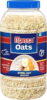 - Manna Instant Oats 1Kg Jar - White Oats High in Fibre and Protein. 100% Wholegrain Oats