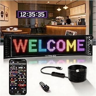 Multifunctional Bright 1PCS Devil Eyes for Cars Windshield - 23in x 5in [ Upgraded Chip Two Screens 100% Synchronized ] Programmable LED Eyes for Car - Flex LED Display - Sized Cars/SUVs/Trucks